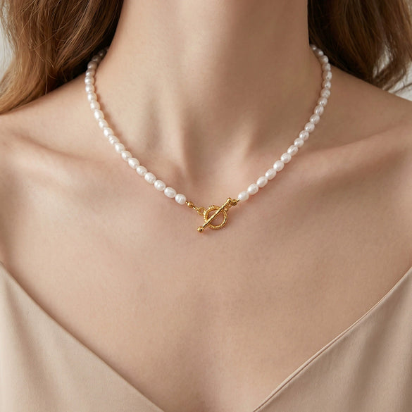 Wholesale Women's Irregular Light Luxury Niche Gentle Stainless Steel Goldplated Natural Freshwater Pearl Necklace And Bracelet Set