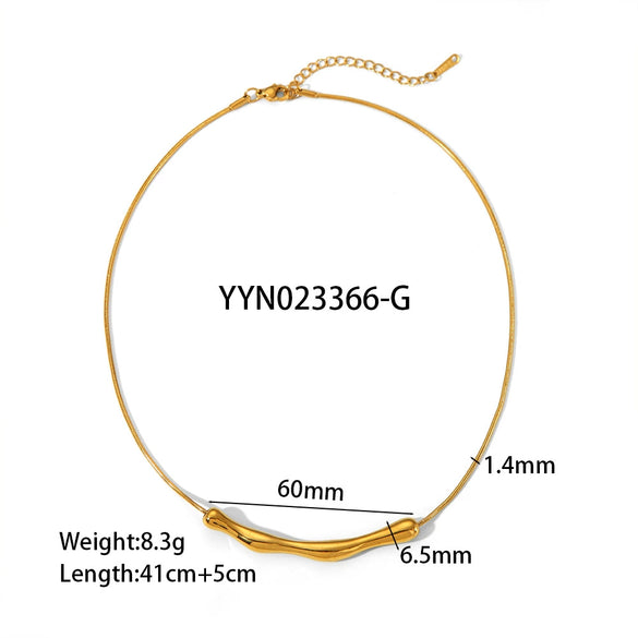 Wholesale Women's Irregular Oneword Stainless Steel And Titanium Steel Necklace With Snake Bone Chain And Geometric Styling Pvd Furnace Real Gold Electroplating