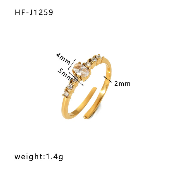 Wholesale Women's Irregular Open Ring In Titanium Steel With Diamond Zircon Crown Rhombus Geometric Patterns Does Not Fade