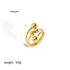Wholesale Women's Irregular Personality Stainless Steel Ring With Geometric Pattern And Pvd Furnace Real Gold Plating