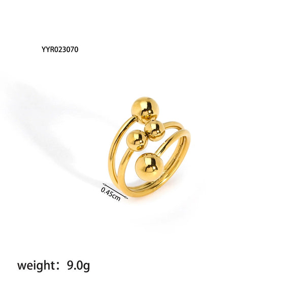 Wholesale Women's Irregular Personality Stainless Steel Ring With Geometric Pattern And Pvd Furnace Real Gold Plating