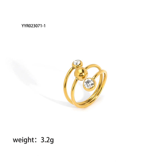 Wholesale Women's Irregular Personality Stainless Steel Ring With Geometric Pattern And Pvd Furnace Real Gold Plating