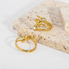 Wholesale Women's Irregular Personality Stainless Steel Ring With Geometric Pattern And Pvd Furnace Real Gold Plating