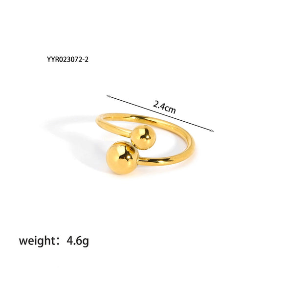 Wholesale Women's Irregular Personality Stainless Steel Ring With Geometric Pattern And Pvd Furnace Real Gold Plating