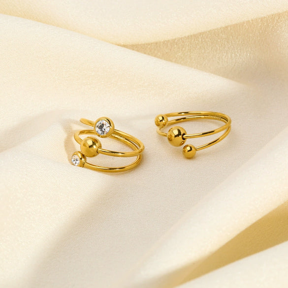 Wholesale Women's Irregular Personality Stainless Steel Ring With Geometric Pattern And Pvd Furnace Real Gold Plating