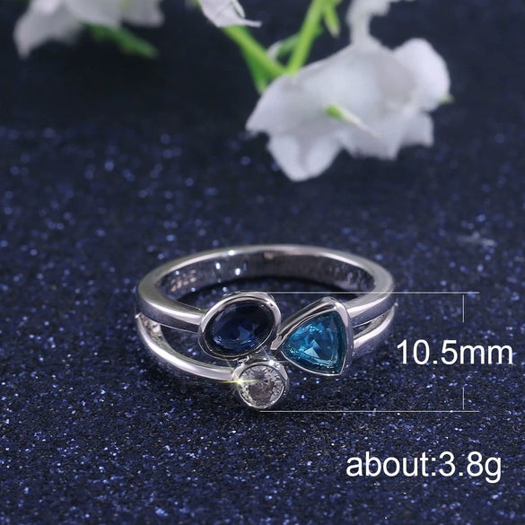 Wholesale Women's Irregular Three Color Stone Ring Copper With Zircon Design
