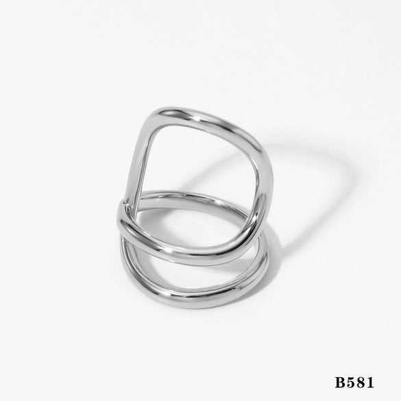 Wholesale Women's Irregular Twisted Line Ring Stainless Steel Electroplated