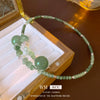 Wholesale Women's Jade And Artificial Crystal Beaded Flower Styling Clavicle Chain Necklace With Electroplating
