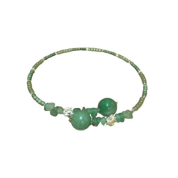 Wholesale Women's Jade And Artificial Crystal Beaded Flower Styling Clavicle Chain Necklace With Electroplating