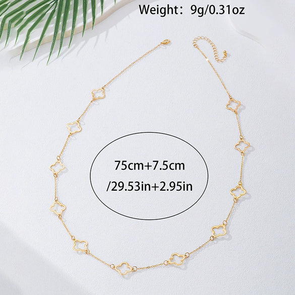 Wholesale Women's Jewelry Alloy Electroplated Flower And Four Leaf Clover Hollow Necklace