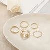Wholesale Women's Jewelry Alloy Geometric Joint Twisted Circle Vintage Ring 5Piece Set Electroplated