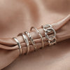 Wholesale Women's Jewelry Alloy Geometric Joint Twisted Circle Vintage Ring 5Piece Set Electroplated