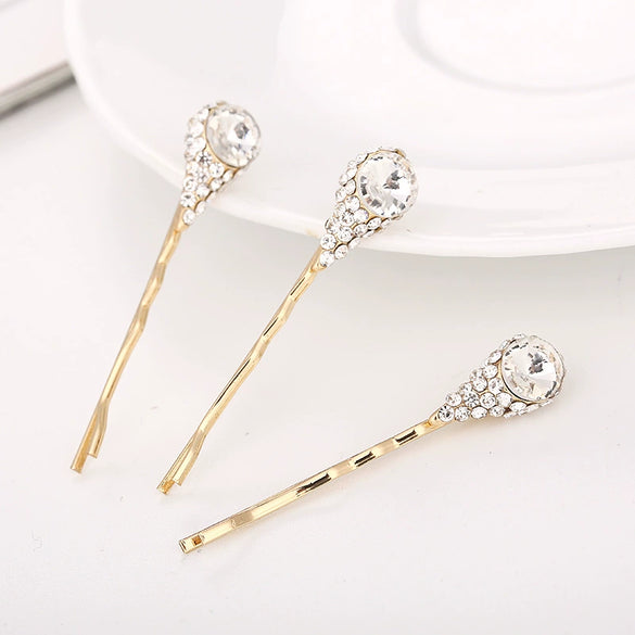 Wholesale Women's Jewelry Alloy Hair Clip With Flower Diamond Crystal Electroplating