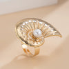 Wholesale Women's Jewelry Alloy Imitation Pearl Starfish Ring Holiday Style Geometric Electroplated