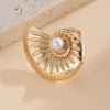 Wholesale Women's Jewelry Alloy Imitation Pearl Starfish Ring Holiday Style Geometric Electroplated
