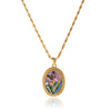 Wholesale Women's Jewelry Ancient Style Geometric And Floral Stainless Steel Electroplated Pendant Necklace