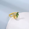 Wholesale Women's Jewelry Butterfly Ring Copper Electroplating Green Zircon Diamond Insect Pattern
