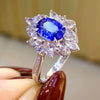 Wholesale Women's Jewelry Caibao Series Imitation Sapphire Zircon Ring Copper Geometric