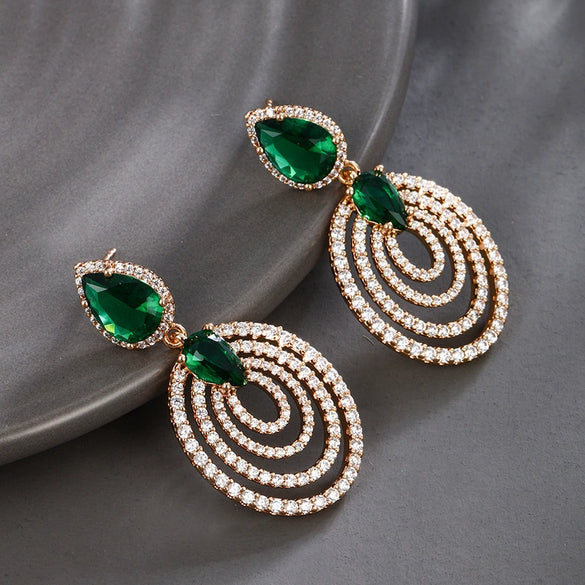 Wholesale Women's Jewelry Copper Alloy 18K Gold Plated Multizircon Earrings