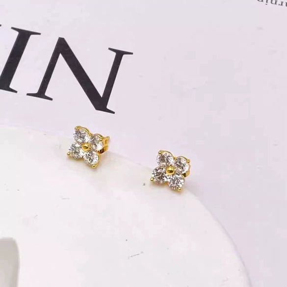 Wholesale Women's Jewelry Copper Alloy 18K Gold Plated Multizircon Earrings