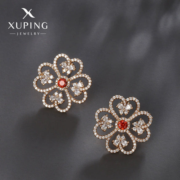 Wholesale Women's Jewelry Copper Alloy 18K Gold Plated Multizircon Earrings