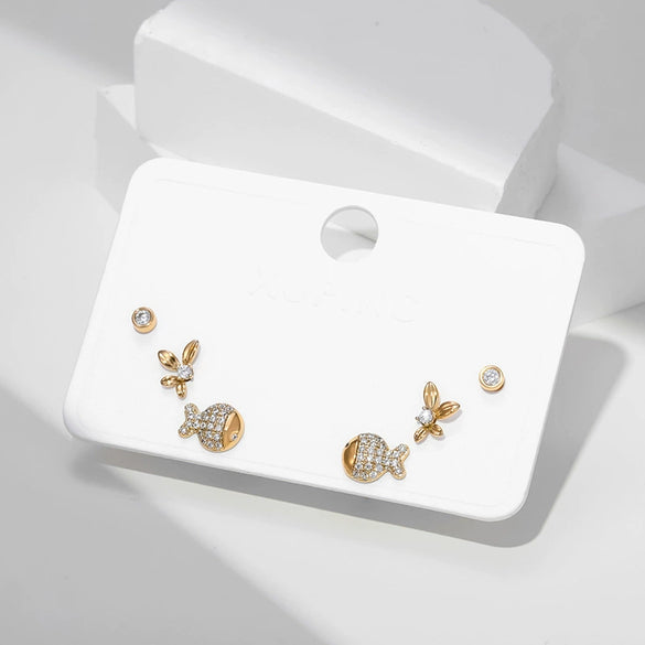 Wholesale Women's Jewelry Copper Alloy 18K Gold Plated Multizircon Earrings