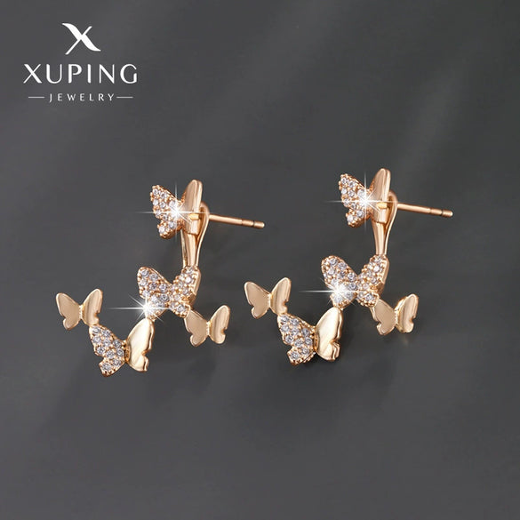 Wholesale Women's Jewelry Copper Alloy 18K Gold Plated Multizircon Earrings