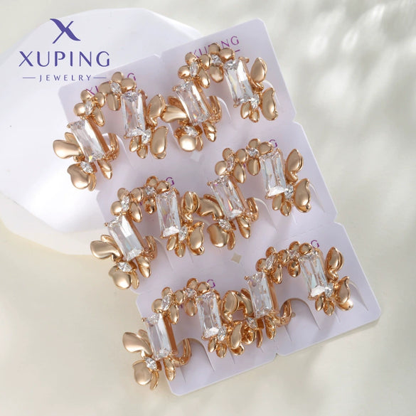 Wholesale Women's Jewelry Copper Alloy 18K Gold Plated Multizircon Earrings