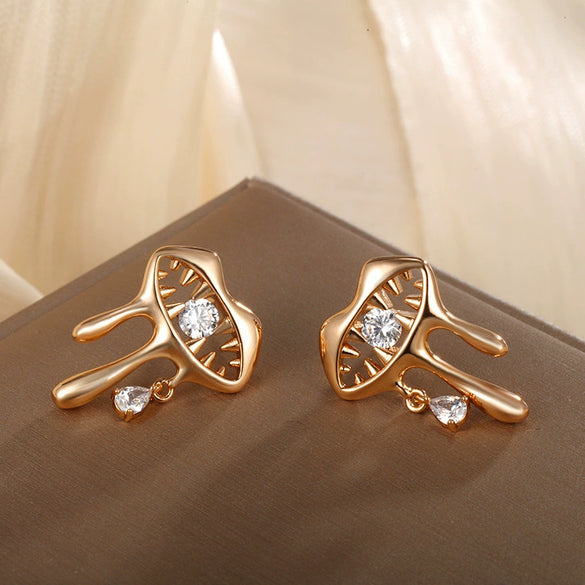 Wholesale Women's Jewelry Copper Alloy 18K Gold Plated Multizircon Earrings