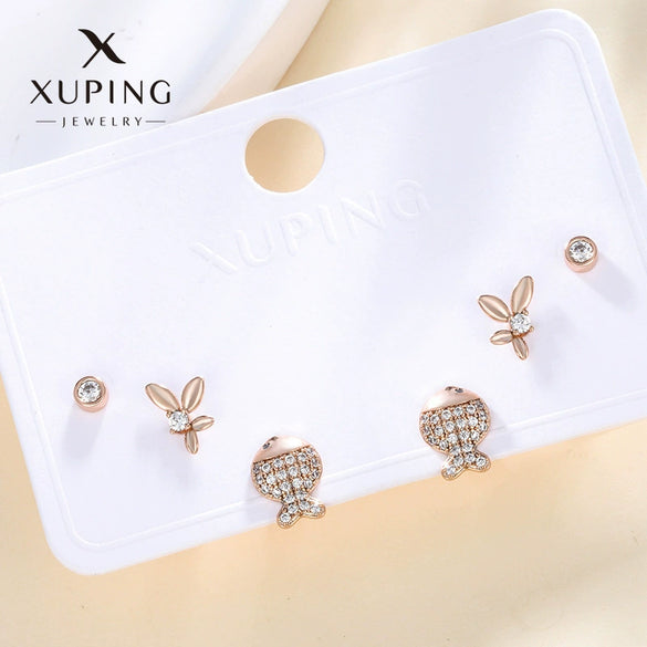 Wholesale Women's Jewelry Copper Alloy 18K Gold Plated Multizircon Earrings