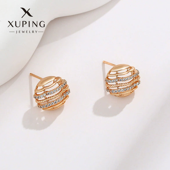 Wholesale Women's Jewelry Copper Alloy 18K Gold Plated Multizircon Earrings
