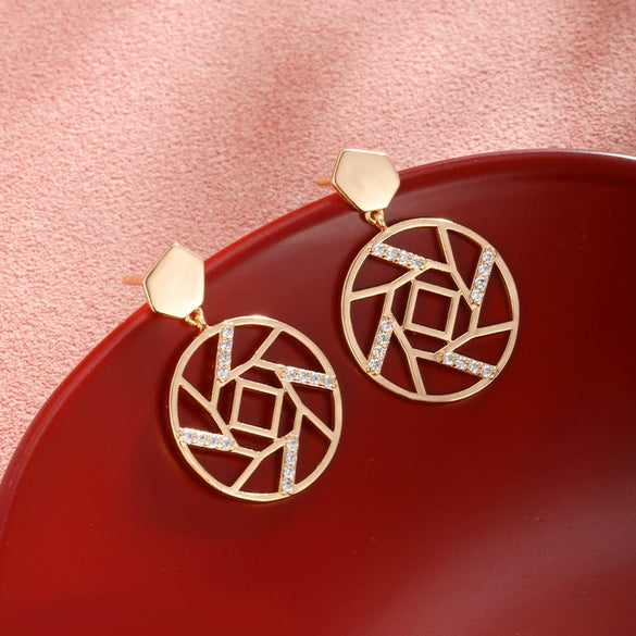 Wholesale Women's Jewelry Copper Alloy 18K Gold Plated Multizircon Earrings
