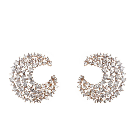 Wholesale Women's Jewelry Copper Alloy 18K Gold Plated Multizircon Earrings
