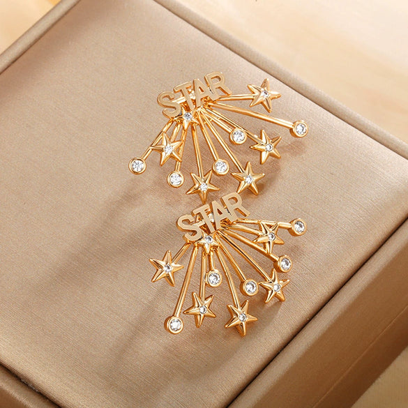 Wholesale Women's Jewelry Copper Alloy 18K Gold Plated Multizircon Earrings