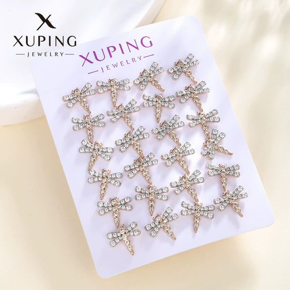 Wholesale Women's Jewelry Copper Alloy 18K Gold Plated Multizircon Earrings