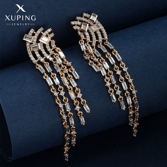 Wholesale Women's Jewelry Copper Alloy 18K Gold Plated Multizircon Earrings
