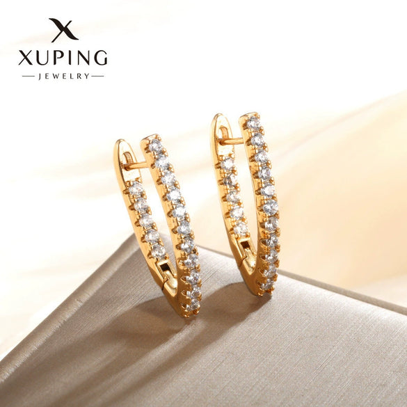 Wholesale Women's Jewelry Copper Alloy 18K Gold Plated Multizircon Earrings