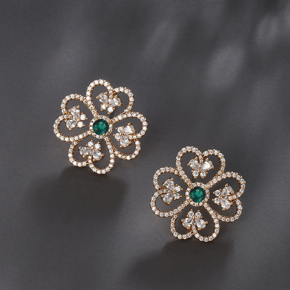 Wholesale Women's Jewelry Copper Alloy 18K Gold Plated Multizircon Earrings