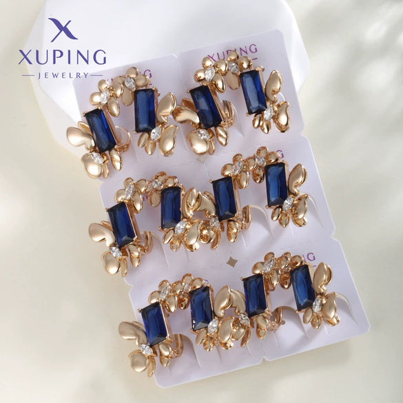 Wholesale Women's Jewelry Copper Alloy 18K Gold Plated Multizircon Earrings
