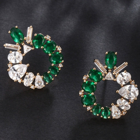 Wholesale Women's Jewelry Copper Alloy 18K Gold Plated Multizircon Earrings