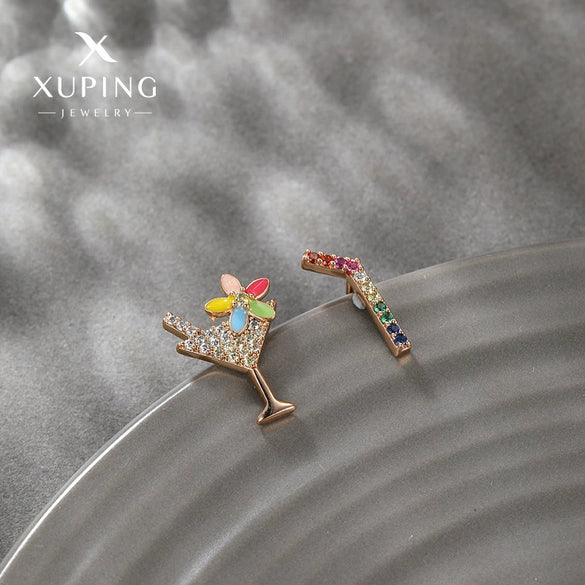 Wholesale Women's Jewelry Copper Alloy 18K Gold Plated Multizircon Earrings