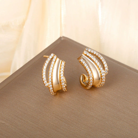 Wholesale Women's Jewelry Copper Alloy 18K Gold Plated Multizircon Earrings