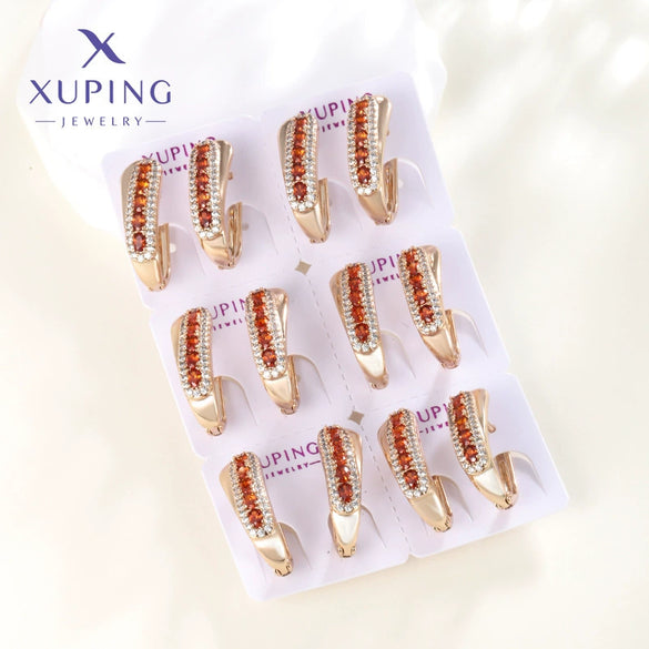 Wholesale Women's Jewelry Copper Alloy 18K Gold Plated Multizircon Earrings