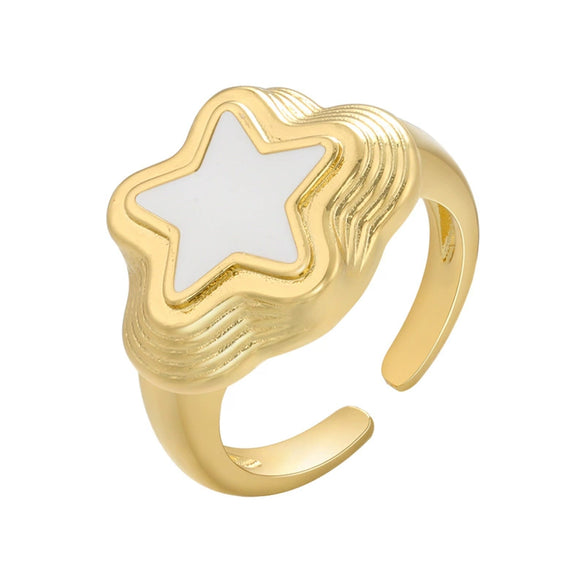 Wholesale Women's Jewelry Copper Fivepointed Star Opening Ring Electroplated
