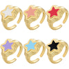 Wholesale Women's Jewelry Copper Fivepointed Star Opening Ring Electroplated