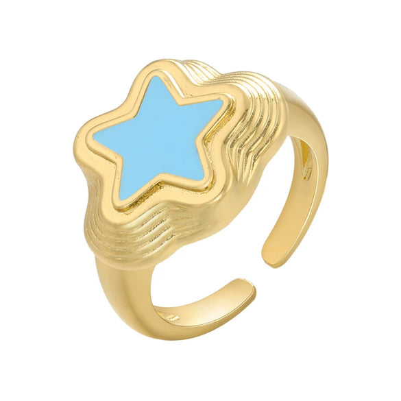 Wholesale Women's Jewelry Copper Fivepointed Star Opening Ring Electroplated
