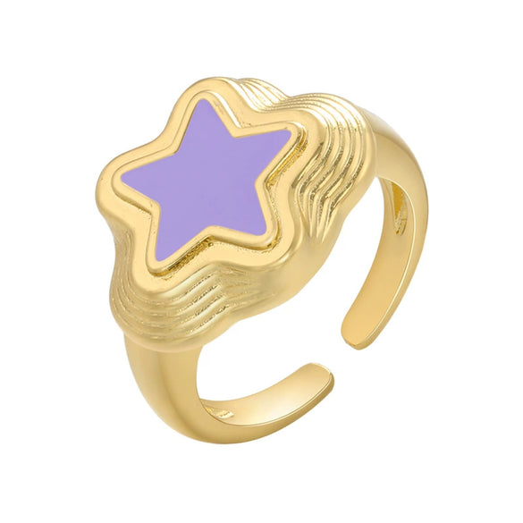 Wholesale Women's Jewelry Copper Fivepointed Star Opening Ring Electroplated