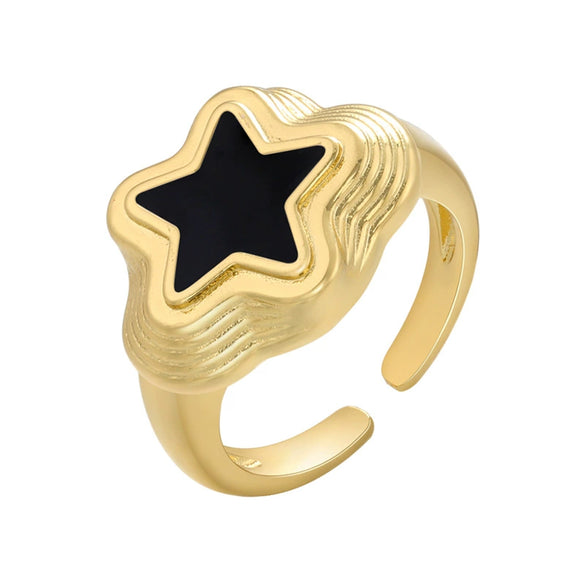 Wholesale Women's Jewelry Copper Fivepointed Star Opening Ring Electroplated