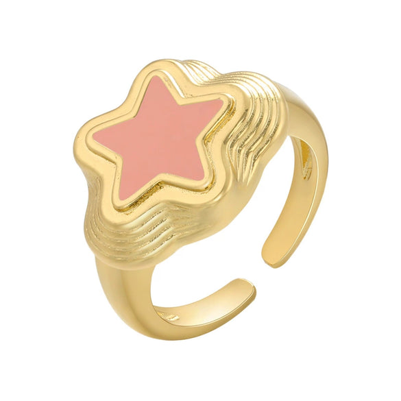 Wholesale Women's Jewelry Copper Fivepointed Star Opening Ring Electroplated