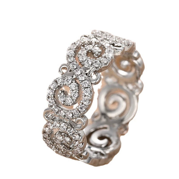 Wholesale Women's Jewelry Copper Flower Geometric Inlaid Zircon Ring